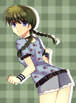 Rule 34 | 1girl, blue eyes, breasts, brown hair, kyoukai no rinne, long hair, mamiya sakura, open mouth, shorts