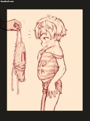 2boys age_difference anal anal_object_insertion animated apron bar_censor blush bottomless butt_plug censored clothes_lift cowboy_shot cum cumdrip dolphin_shorts elbow_gloves flying_sweatdrops from_side gloves grabbing_another's_ass groping half-closed_eyes highres kurotsuki_(luowei99) lifting_own_clothes looking_at_viewer male_focus monochrome multiple_boys naked_apron navel object_insertion open_mouth original penis sex_toy shirt shirt_lift short_shorts shorts shota sleeveless sleeveless_shirt slideshow_animation strap_slip testicles thighs video x-ray