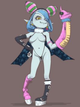 appmon chameleon digimon digimon_universe:_appli_monsters dress long_hair mienumon nail_polish one_eye_covered puppet tiara