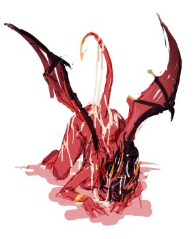 1girl aftersex all_fours ass bat_wings black_hair breasts bukkake closed_eyes colored_skin cum cum_on_ass cum_on_back cum_on_body cum_on_hair cum_on_legs cum_on_tail cumdrip cumdump demon demon_girl dogeza dota_(series) dota_2 excessive_cum facial full_body highres horns kneeling licking licking_cum licking_cum_from_floor licking_floor medium_hair nude on_floor popisya queen_of_pain_(dota) red_skin self-upload slave solo spread_legs tail tongue tongue_out valve white_background wings