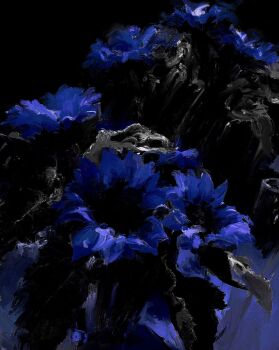 dark flower highres inverted_colors no_humans original painterly plant plant_focus revol4357 still_life sunflower