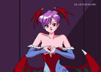 animated animated_gif bluethebone capcom darkstalkers lilith_(darkstalkers) nipples non-web_source undressing