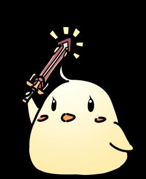 ahoge animated animated_gif azur_lane baby_animal bird chick highres manjuu_(azur_lane) no_humans seseren sword weapon