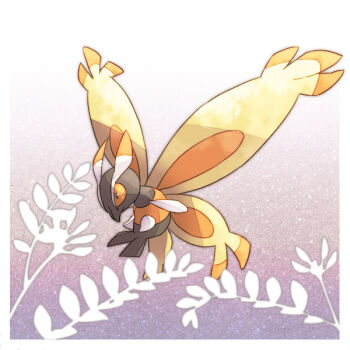 animal_focus antennae border bug commentary_request full_body gen_4_pokemon insect_wings mothim nintendo no_humans pokemon pokemon_(creature) pokemon_focus solo sun-baby white_border wings
