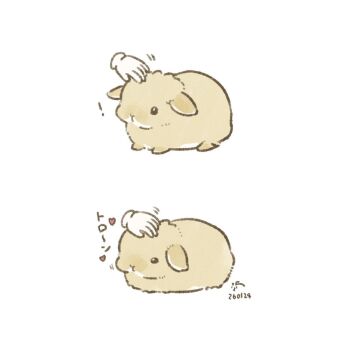 animal animal_focus commentary_request headpat heart highres motion_lines no_humans original rabbit simple_background taiga_ichigo white_background