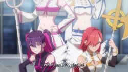 2.5_jigen_no_ririsa 4girls amano_ririsa angel_wings animated anime_screenshot arm_up belt black_hair black_panties black_thighhighs blonde_hair blue_eyes blue_hair blue_skirt blue_thighhighs breasts cleavage cleavage_cutout clothing_cutout cosplay crop_top crop_top_overhang cross_hair_ornament detached_sleeves fake_wings garter_straps gradient_hair hair_between_eyes hair_ornament hand_on_own_hip highres kisaki_aria large_breasts liliel_(2.5_jigen_no_ririsa) long_hair long_sleeves looking_at_viewer miniskirt multicolored_hair multicolored_skirt multiple_girls navel noa_(2.5_jigen_no_ririsa) one_eye_closed panties pink_eyes pink_garter_straps pink_hair pink_skirt pink_thighhighs red_eyes red_hair short_hair skirt small_breasts smile sound stomach subtitled tachibana_mikari tagme thighhighs thighs two-tone_hair two-tone_skirt two-tone_thighhighs underboob underwear video white_garter_straps white_skirt white_thighhighs wide_hips wings zipper zipper_pull_tab