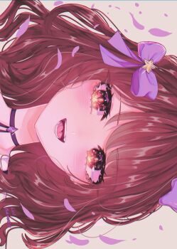 1girl blob bow brown_eyes brown_hair centi_(nimu) choker hair_bow hair_ornament highres indie_virtual_youtuber kami_bakeneko_(artist) long_hair nimu_(vtuber) nimu_(vtuber)_(3rd_costume) portrait see-through_clothes see-through_shirt shirt smile star_(symbol) star_hair_ornament upper_body virtual_youtuber