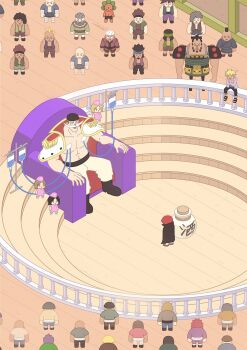 3girls 6+boys artist_name artist_self-insert back bandana black_bandana black_boots black_sash blonde_hair boots chibi cloak coat coat_on_shoulders commentary crossed_arms edward_newgate epaulettes facial_hair goatee hat highres jozu_(one_piece) lv5plant marco_(one_piece) multiple_boys multiple_girls mustache nurse nurse_cap one_piece red_hair sandals sash shanks_(one_piece) short_hair sitting