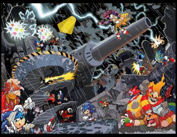 1girl 6+boys adventures_of_sonic_the_hedgehog bandages battle blaze_the_cat captain_whisker chaos_emerald claws destroyed destruction dr._eggman dr._ivo_&#039;eggman&#039;_robotnik dr._ovi_kintobor eggman_nega fighting fingerless_gloves fleetway_super_sonic gloves happy hat herms85 metal_sonic multiple_boys pirate pirate_costume pirate_hat rain scourge_the_hedgehog sharp_teeth smile sol_emerald sonic_(series) sonic_rush sonic_rush_adventure sonic_the_comic sonic_the_hedgehog sonic_the_hedgehog_(archie_comics) sonic_the_hedgehog_(satam) sonic_underground storm sunglasses super_scourge super_sonic teeth tongue tongue_out white_gloves zonic_the_zone_cop