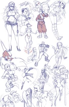 Rule 34 | 6+boys, 6+girls, android, bad id, bad tumblr id, boots, bracelet, breasts, bridgeless bra, bruise, bun cover, cammy white, capcom, character request, chibi, chun-li, cleavage, code of princess, collage, darkstalkers, double bun, earrings, edward fokker, emilie de rochefort, fairy, fairy wings, final fantasy, final fantasy vii, final fight, food, goggles, goggles on head, hair bun, hair over one eye, hairpods, harem pants, hat, helmet, highres, hoop earrings, injury, interface headset (evangelion), jewelry, kazama asuka, knee boots, link, materia, mecha pilot suit, medium breasts, mega man (series), mega man zero (series), monochrome, morrigan aensland, multiple boys, multiple girls, neon genesis evangelion, nintendo, pants, peaked cap, plugsuit (evangelion), poison (final fight), power stone, princess zelda, robaato, rouge (power stone), salute, short shorts, shorts, shuriken, sketch, solange blanchefleur de luxe, sonic (series), sonic the hedgehog, souryuu asuka langley, spiked bracelet, spikes, steamed bun, street fighter, tekken, the legend of zelda, tinker bell (disney), walt disney's peter pan, weapon, wings, yuffie kisaragi, zero (mega man)