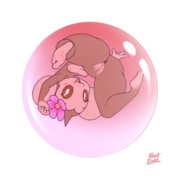 1girl :3 anus artist_name ass breasts brown_eyes brown_hair cleft_of_venus fat_mons feet flower flower_on_head highres hotpixa kekuronoa kyojiri_loli meemee_(super_monkey_ball) monkey monkey_girl nipples nude pussy sega small_breasts smile soles super_monkey_ball thick_thighs thighs toes