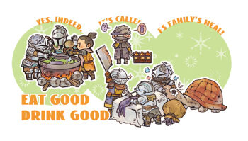 Rule 34 | 2boys, 5others, armor, ashen one (dark souls), bearer of the curse, black coat, black hair, black hat, bloodborne, bloody wolf (elden ring), blue tunic, brown gloves, brown hair, chibi, chibi only, chinese commentary, chosen undead, cleaver, coat, commentary request, company connection, dark souls (series), dark souls i, dark souls ii, dark souls iii, demon's souls, elden ring, food, fromsoftware, full body, gauntlets, gloves, gourd, hat, helm, helmet, holding, holding cleaver, hunter (bloodborne), kanon (rsl), knight, multiple boys, multiple others, pauldrons, sack, sekiro, sekiro: shadows die twice, shoulder armor, slayer of demons, soup, tarnished (elden ring), tunic, turtle