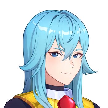 1boy adapted_costume blue_eyes blue_hair body_armor bodystocking chest_jewel commission commissioner_upload dynamo_(mega_man) eyelashes headshot highres light_smile long_bangs long_hair long_sidelocks looking_at_viewer mega_man_(series) mega_man_x5 mega_man_x6 mega_man_x_(series) mega_man_zero_(series) no_headwear non-web_source sidelocks solo transparent_background uta_guipiy