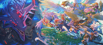 anubimon banchostingmon beelzebumon bird ceresmon_medium cherubimon cherubimon_(virtue) commentary digimon digimon_(creature) digimon_survive dinorexmon dinosaur english_commentary everyone feathered_wings garmmy height_difference highres hinata_minoru huanglongmon_ruin_mode kayama_shuuji kimishima_saki marinangemon momotsuka_takuma monster monster_girl multiple_boys multiple_girls plutomon shibuya_aoi shinonome_kaito shinonome_miu tominaga_ryou valdurmon voltobautamon wings