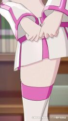 1girl 2.5_jigen_no_ririsa 2.5_jigen_no_ririsa_tenshitachi_no_stage 3d amano_ririsa angel_wings animated belt blonde_hair blue_eyes bouncing_breasts breasts cosplay crop_top crop_top_overhang detached_sleeves garter_straps hair_ornament highres large_breasts liliel_(2.5_jigen_no_ririsa) long_hair long_sleeves looking_at_viewer miniskirt multicolored_skirt navel official_art pink_skirt pink_thighhighs skirt smile sound stomach tagme thighhighs thighs twintails two-tone_skirt two-tone_thighhighs video white_garter_straps white_skirt white_thighhighs wide_hips wing_hair_ornament wings zipper zipper_pull_tab