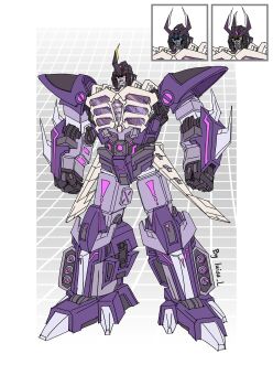 1boy absurdres blue_eyes character_request clenched_hands decepticon extra_arms highres horns mecha mecha_focus momogo_l no_humans red_eyes redesign robot science_fiction single_horn solo transformers transformers_zone violengiguar yellow_eyes