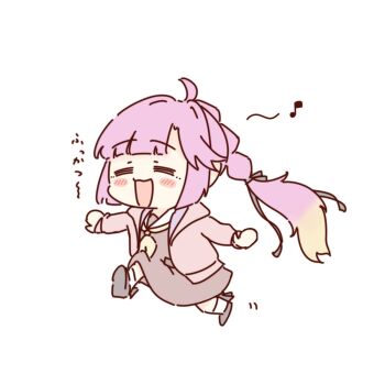 Rule 34 | 1girl, :3, :d, = =, amano tatsu, anyoji hime, black shoes, blush, blush stickers, bow legwear, brown dress, closed eyes, commentary request, dress, eighth note, hasu no sora school uniform, highres, hood, hooded jacket, jacket, link! like! love live!, long sleeves, love live!, musical note, neckerchief, open clothes, open jacket, open mouth, pink jacket, sailor collar, sailor dress, school uniform, shoes, simple background, smile, socks, solo, virtual youtuber, white background, white sailor collar, white socks, winter uniform, yellow neckerchief