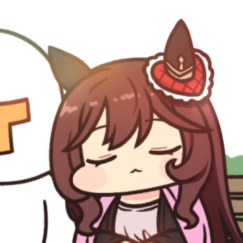 1girl animal_ears braid braided_hair_rings brown_hair casual chibi closed_eyes coat coat_on_shoulders commentary ear_covers gentildonna_(umamusume) hair_rings head_on_another&#039;s_shoulder heart-shaped_ornament heart_ear_ornament horse_ears horse_girl jazz_jack leaning_on_person leaning_to_the_side long_hair lowres side-by-side single_ear_cover sitting solo_focus t-head_trainer_(umamusume) trainer_(umamusume) umamusume