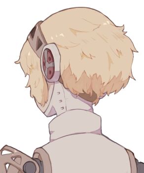 Rule 34 | 1girl, aigis (persona), android, blonde hair, commentary, english commentary, facing away, from behind, gold hairband, hairband, highres, joints, persona, persona 3, portrait, robot ears, robot joints, short hair, solo, tbjj1208