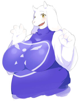 1girl artist_request breasts brown_eyes female_focus furry furry_female goat open_mouth solo toriel undertale utdr_(toby_fox)