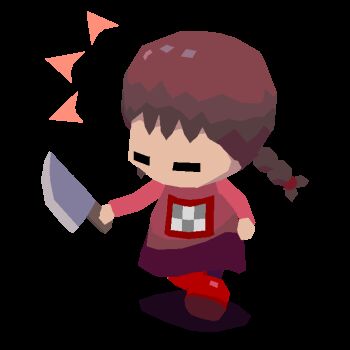 1girl animated animated_gif braid brown_hair chibi chibi_only closed_eyes colinarmis holding holding_knife kitchen_knife knife long_hair long_sleeves looping_animation madotsuki no_mouth pink_shirt print_shirt purple_skirt red_shoes running shirt shoes simple_background skirt solo transparent_background twin_braids twintails yume_nikki