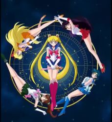 5girls aino_minako animated aru_dreamer bishoujo_senshi_sailor_moon black_hair blonde_hair blue_eyes blue_hair boots brown_hair green_eyes hino_rei kino_makoto long_hair miniskirt mizuno_ami multiple_girls ponytail purple_eyes sailor_jupiter sailor_mars sailor_mercury sailor_moon sailor_venus short_hair skirt spinning tagme tsukino_usagi twintails very_long_hair video