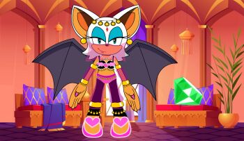 absurdres arabian arabian_clothes arabian_nights belly_dancer bellydancer bracelet dancer harem_outfit harem_pants highres jewelry mouth_veil non-web_source pants rouge_the_bat see-through_clothes sonic_(series) transparent transparent_harem_pants veil