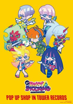 3boys 4girls absurdres ahoge akanbe aqua_eyes aqua_hair arms_at_sides artist_name asymmetrical_bangs backpack bag bare_arms bare_legs bare_shoulders bass_guitar belt belt_buckle black-framed_eyewear black_bodysuit black_choker black_dress black_nails black_shoes black_thighhighs blonde_hair blue_bow blue_ribbon blue_sash blue_thighhighs bodysuit bow bracelet brief_(psg) bright_pupils brothers brown_jacket brown_shoes brown_skirt brown_sleeves buckle buttons cargo_pants character_name character_print chibi chibi_only choker chuck_(psg) closed_mouth clothing_cutout collared_shirt colored_inner_hair colored_skin commentary_request company_name copyright_name copyright_notice covered_eyes demon demon_girl demon_horns double-breasted dress dress_straps earrings electric_guitar english_text eyelashes eyelid_pull eyeshadow f_kaori facing_viewer fang fang_out flat_color formal_clothes freckles full_body girly_boy glasses gloves gold_bracelet gold_necklace goth_fashion gothic_lolita gradient_hair green_belt green_eyes green_hair green_hood green_hoodie green_pants green_shoes green_sleeves grey_bag grin group_picture guitar gun hair_between_eyes hair_bow hair_over_eyes hair_over_one_eye headphones high_heels highres holding holding_bass_guitar holding_guitar holding_instrument holding_sword holding_tambourine holding_weapon hood hood_down hoodie hoop_earrings horizontal-striped_thighhighs horns instrument jacket jewelry juliet_sleeves kneesocks_(psg) lace lace-trimmed_dress lace-trimmed_sleeves lace_trim lapels legs_apart legs_together loafers logo lolita_fashion long_bangs long_hair long_sleeves looking_at_viewer lower_eyelashes_only makeup male_focus miniskirt multicolored_eyes multicolored_hair multiple_boys multiple_girls music nail_polish neck_ribbon necklace necktie no_humans no_symbol nose notched_lapels official_art one_eye_covered open_hand orange_hair pants panty_&amp;_stocking_with_garterbelt panty_(psg) parted_bangs parted_hair partially_shaded_face pencil_skirt peter_pan_collar pink_hair playing_guitar playing_instrument pointing polyester_(psg) polyurethane_(psg) puffy_sleeves pumps purple_eyeshadow purple_hair purple_nails raised_eyebrow rectangular_eyewear red_dress red_eyes red_horns red_nails red_necktie red_shoes red_skin ribbon sash scanty_(psg) scythe second-party_source semi-rimless_eyewear sharp_teeth shirt shoe_strap shoes short_dress short_eyebrows short_hair siblings sidelocks simple_background single_horn skirt skirt_set sleeveless sleeveless_bodysuit sleeveless_dress slit_pupils smile spaghetti_strap spandex spiked_hair standing star_guitar stocking_(psg) strap_slip striped_clothes striped_shirt striped_thighhighs sweatdrop swept_bangs sword tambourine teeth thick_eyebrows thick_lineart thighhighs tongue tongue_out tower_records triangle_earrings trigger_(company) turtleneck turtleneck_bodysuit two-tone_eyes two-tone_hair two-tone_thighhighs under-rim_eyewear undershirt v-neck very_long_hair wavy_hair weapon white_bodysuit white_gloves white_pupils white_sash white_shirt white_thighhighs wristband yellow_background yellow_eyes