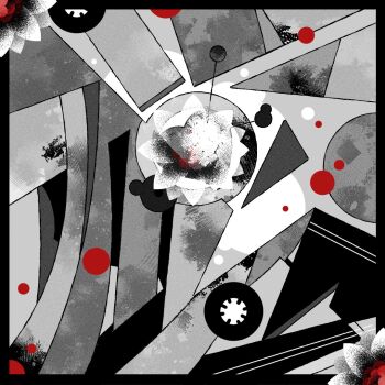 Rule 34 | abstract, black border, border, flower, greyscale, machigami yoh, monochrome, no humans, original, shapes, spot color