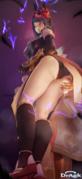 1girl 3d ass ass_grab dragk genshin_impact highres kujou_sara mask tagme yellow_eyes