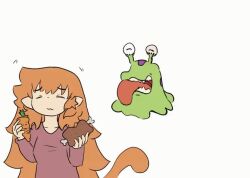 1girl animated claws clueless digimon digimon_(creature) greymon looking_at_another numemon slug tagme video