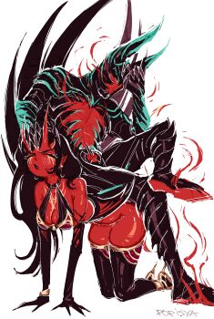 1boy 1girl 2025 absurdres all_fours alternate_costume alternate_hairstyle alternate_wings anklet armor artist_name bdsm belly bikini black_gloves black_hair black_thighhighs blush body_markings bracelet breasts cleavage cleavage_cutout closed_eyes closed_mouth clothing_cutout colored_skin curvy demon demon_boy demon_girl demon_horns demon_tail demon_wings dota_(series) dota_2 earrings elbow_gloves embarrassed eyelashes facial_tattoo fingernails gloves gold gold_earrings gold_trim hand_on_another's_head headpat hetero high_heels highres horns human_chair human_furniture humiliation jewelry limited_palette long_fingernails long_hair lying_on_person masochism medium_breasts monster muscular muscular_male no_panties o-ring o-ring_bikini o-ring_top official_alternate_hairstyle open_clothes oversized_wings pointy_ears popisya queen_of_pain_(dota) red_horns red_skin sex_slave sitting sitting_on_person sketch skin-covered_horns slave stiletto_heels swimsuit tail tattoo terrorblade_(dota) thighhighs torn_clothes very_long_hair white_background wings