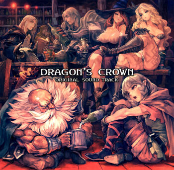 alcohol amazon_(dragon&#039;s_crown) armor beard bikini_armor book breasts cleavage dragon&#039;s_crown drinking dwarf dwarf_(dragon&#039;s_crown) elf elf_(dragon&#039;s_crown) facial_hair fighter_(dragon&#039;s_crown) helmet kamitani_george large_breasts crossed_legs long_hair no_headwear no_headwear official_art on_floor pointy_ears pteruges rannie_(dragon&#039;s_crown) on_floor sorceress_(dragon&#039;s_crown) table tavern tiki_(dragon&#039;s_crown) wizard_(dragon&#039;s_crown)