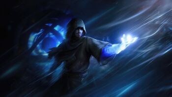 absurdres blue_theme dark highres magic male_focus non-web_source path_of_exile solo
