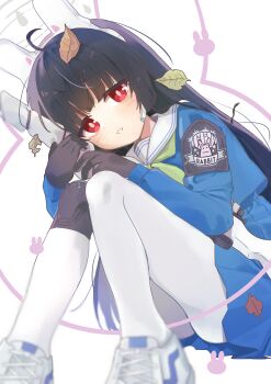 Rule 34 | 1girl, absurdres, animal ear hairband, animal ears, black gloves, black hair, blue archive, blue shirt, blue skirt, blush, bolt action, commentary request, fake animal ears, gloves, green neckerchief, grey halo, gun, hairband, halo, highres, holding, holding gun, holding weapon, knee pads, kurusu han, long hair, looking at viewer, miyu (blue archive), mosin-nagant, neckerchief, pantyhose, parted lips, rabbit ear hairband, rabbit ears, red eyes, rifle, sailor collar, school uniform, serafuku, shirt, shoes, single knee pad, skirt, sneakers, sniper rifle, solo, weapon, white hairband, white pantyhose, white sailor collar, white shoes