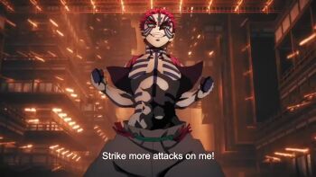akaza_(kimetsu_no_yaiba) animated battle blood destruction dismemberment kamado_tanjirou kimetsu_no_yaiba long_hair short_hair sword tagme tomioka_giyuu video weapon