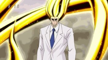 2boys animated animated_gif bloodshot_eyes fingernails formal_clothes gold long_fingernails long_hair lowres multiple_boys pink_hair sani_(toriko) severed_arm severed_limb suit tagme tommyrod toriko_(series) very_long_hair white_suit