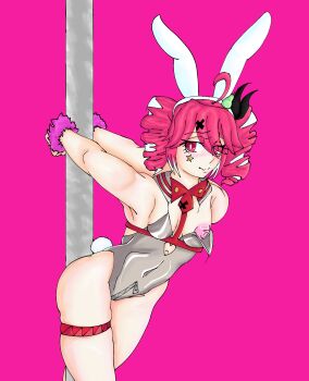 1girl absurdres breasts breasts_out bunny_ear bunny_girl cuffs female_focus handcuffs highres kasane_teto looking_to_the_side playboy_bunny rabbit_tail red_hair small_breasts thighs
