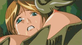 1girl animated animated_gif breast_massage breasts brown_hair covered_erect_nipples grabbing_another&#039;s_breast groping large_breasts licking lowres lying monster rape saliva short_hair tears tentacles throwing tongue urotsukidouji