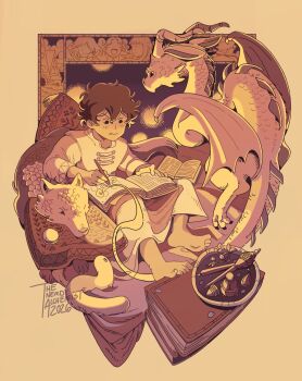 Rule 34 | 4girls, agott arklaum (tongari boushi no atelier), artist name, barefoot, black hair, blush, book, brushbuddy, coco (tongari boushi no atelier), creature, dragon, highres, ink, long hair, multiple girls, pen, reverse trap, richeh (tongari boushi no atelier), short hair, signature, sketching, tetia (tongari boushi no atelier), thenerdyalchemist, tongari boushi no atelier