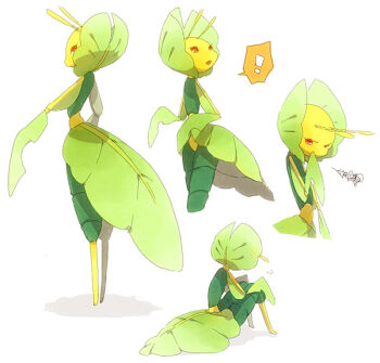 10s gen_5_pokemon leavanny nintendo no_humans pokemon pokemon_(creature) pokemon_bw red_eyes surprised