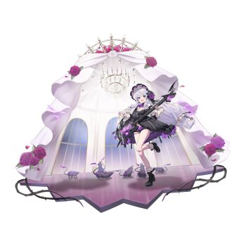 Rule 34 | 1girl, ahoge, ascot, ballroom, bare legs, black boots, black bow, black collar, black dress, black hairband, black shorts, blue eyes, blush, boots, bow, breasts, cameltoe, chandelier, cleavage, collar, crinoline, dress, electric guitar, flower, frilled collar, frilled dress, frilled hairband, frilled sleeves, frilled socks, frills, full body, gothic lolita, guitar, hairband, heart, high-low dress, high heel boots, high heels, highres, holding, holding guitar, holding instrument, instrument, lace-trimmed shorts, lace thigh strap, lace trim, last origin, leg up, lolita fashion, long hair, looking at viewer, mel (dodosae), microskirt, mouse (animal), non-web source, official alternate costume, official art, open mouth, purple ascot, purple flower, purple rose, purple skirt, red flower, red rose, rose, shorts, sidelocks, skirt, small breasts, smile, socks, solo, soulworker, standing, standing on one leg, stella unibell, tachi-e, thorns, transparent background, very long hair, white hair, white socks, window