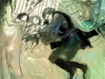 2boys 2girls alternate_universe anakin_skywalker astromech_droid bad_id bad_pixiv_id blanket brother_and_sister family family_bonding father_and_daughter father_and_son good_end luke_skywalker lying monochrome mother_and_daughter mother_and_son multiple_boys multiple_girls ni-co niko_(silent.whitesnow) on_side padme_amidala princess_leia r2-d2 siblings sketch sleeping star_wars time_paradox