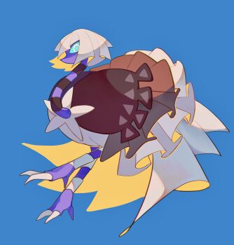 950magi618 absurdres alternate_color animal_focus aqua_pupils aqua_sclera bird blue_background colored_sclera commentary_request espathra full_body highres nintendo no_humans pokemon pokemon_(creature) pokemon_focus shiny_pokemon simple_background solo white_eyes