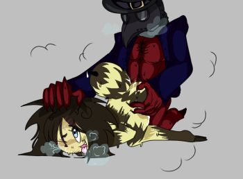 Rule 34 | 2boys, anal, anus, ass, bee, bug, colored skin, doctor, head down, head pinned down, implied ass grab, insect, male focus, multiple boys, non-web source, nude, pectorals, plague doctor, plague doctor mask, red skin, sex, sex from behind, yaoi