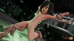 1girl 3d animated armpits arms_up artist_name black_hair bound bound_ankles bound_arms bound_legs breasts brown_eyes completely_nude cum cum_in_pussy cum_inflation cum_overflow female_focus final_fantasy final_fantasy_vii headband held_up highres inflation kitrosun loli nipples nude open_mouth sex short_hair small_breasts sound stomach_bulge teeth tentacle_sex tentacles thighs uncensored vaginal video yuffie_kisaragi zooming_in