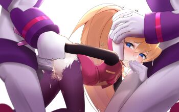 1girl 2boys abs absurdres ass blonde_hair blue_eyes bodystocking bra breasts ciel_(mega_man) clothes_lift commission commissioner_upload crying cum cum_in_mouth cum_in_pussy double_penetration eyelashes fauron714 fellatio gloves grabbing_another&#039;s_arm grabbing_another&#039;s_head group_sex helmet highres irrumatio mega_man_(series) mega_man_zero_(series) mega_man_zero_4 multiple_boys non-web_source open_clothes oral rape sex sex_from_behind skirt skirt_lift sleeveless small_breasts streaming_tears tears torn_clothes uncensored underwear vaginal variant_(mega_man_zero) vest white_background