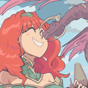 bare_shoulders blush celica_(fire_emblem) closed_eyes davewaterfalls dragon fire_emblem fire_emblem_echoes:_shadows_of_valentia grima_(fire_emblem) medium_hair nintendo red_hair tiara