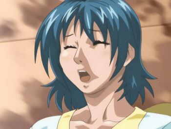 Rule 34 | 00s, 1girl, 2006, animated, animated gif, anime screenshot, bible black, bible black only, blue hair, blush, closed eyes, collarbone, implied penetration, implied sex, kurimoto maki, open mouth, out-of-frame censoring, outdoors, short hair, sportswear, tagme, tennis uniform