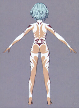 1girl antennae ass back_tattoo blue_hair bodypaint breasts butt_crack completely_nude concept_art dark_skin godzilla:_city_on_the_edge_of_battle godzilla_(series) highres houtua maina miana monster_girl nude official_art polygon_pictures tattoo toho tramp_stamp tribal tribal_tattoo